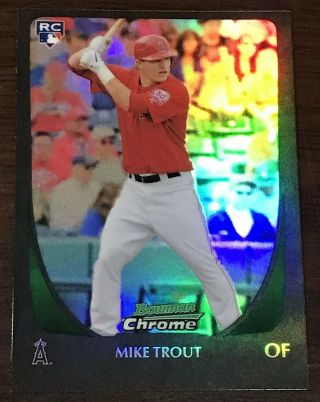 2011 Bowman Chrome Mike Trout Red Jersey Rookie Card Refractor 175 Rc