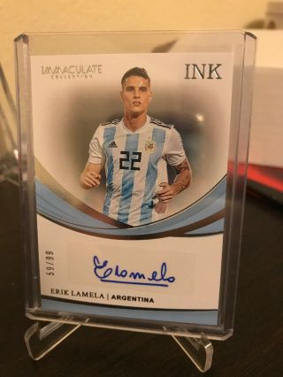 2018 - 19 Panini Immaculate Soccer Ink Autograph Auto Erik Lamela 59/99
