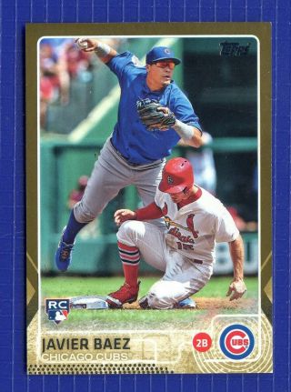 2015 Topps Series One Javier Baez Gold Parallel Rc Chicago Cubs All - Star Mvp?
