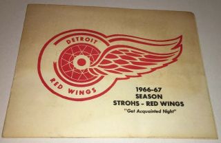 Adv.  Strohs “1966 - 67” Detroit Red Wings Autograph Fold - Out Card; Good,  ;