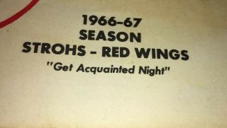 Adv.  Strohs “1966 - 67” Detroit Red Wings Autograph fold - out card; GOOD,  ; 5