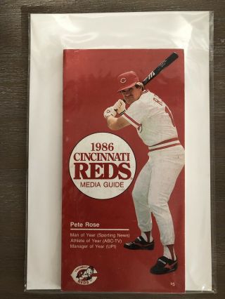 Rare Htf Vintage Cincinnati Reds 1986 Media Guide Mlb Baseball Pete Rose Mlb Hof