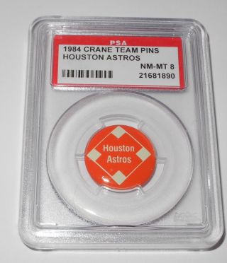 1984 Crane Potato Chip Baseball Pin/coin " Houston Astros " Psa 8 Nm - Mt