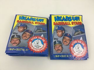 1990 Topps Heads Up Baseball Stars Box 24 Pin - Ups with Suction Cups Stick Ems 4