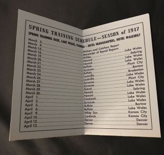 Kansas City Blues 1947 Baseball Spring Training Schedule Light Blue 3
