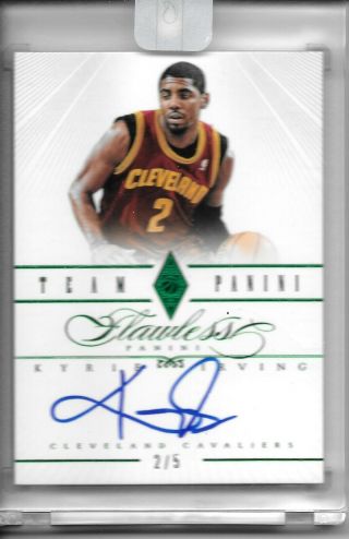 2012 - 13 Panini Flawless Kyrie Irving Emerald On Card Auto Rc 2/5 Jersey Number