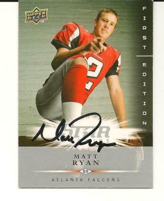 Matt Ryan Signed Autographed 2008 Upper Deck First Edition Card Atlanta Falcons