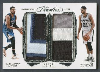 2016 - 17 Flawless Tim Duncan Karl - Anthony Towns Dual 3 - Color Patch 22/25