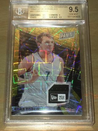 2018 - 19 Panini National Convention Gold Vip Tag Luka Doncic Rc 1/5 Bgs 9.  5 Sick