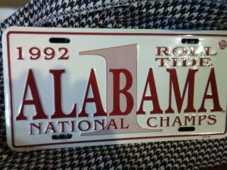 Alabama Football National Championship 1992 Car Tag License Plate Crimson Tide 1