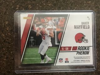 2018 Donruss Football Baker Mayfield Rookie Phenom Patch Cleveland Browns SP RC 2