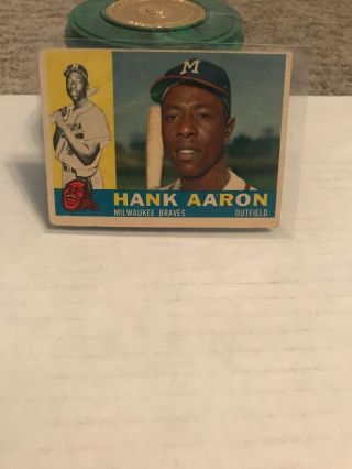 1960 Topps Hank Aaron Milwaukee Braves 300 Baseball Card