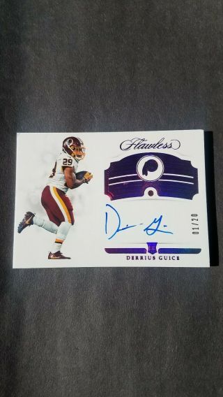 2018 Panini Flawless Derrius Guice Rc Ruby Gem Auto Redskins 01/20 See Notes