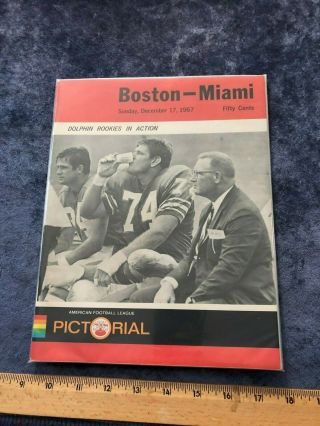 1967 Boston Patriots Vs Miami Dolphins Afl Football Game Pictorial Program