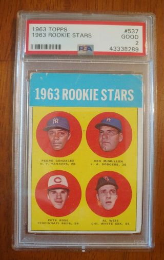 1963 Topps 537 Pete Rose Rookie Rc Psa 2