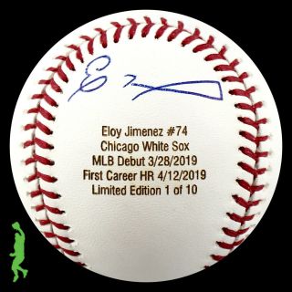 Eloy Jimenez Autographed Mlb Debut First Hr Baseball Ball White Sox Jsa