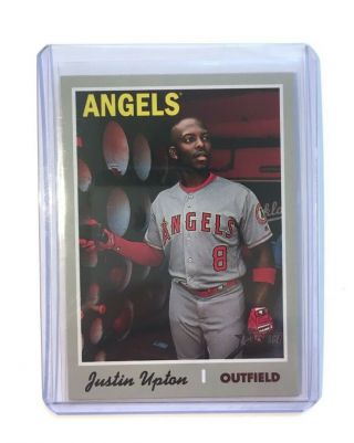 2019 Heritage Justin Upton 421 French Text Short Print Sp Angels