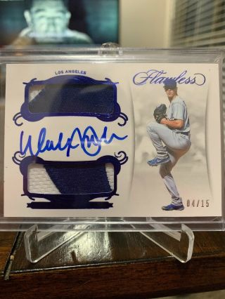 Walker Buehler 2018 Panini Flawless Rc Auto Dual Patch Auto Sp 4/15 Sapphire