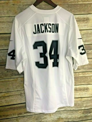 Mens Nike Oakland Raiders Bo Jackson 34 Nfl Player Game Jersey S White Black