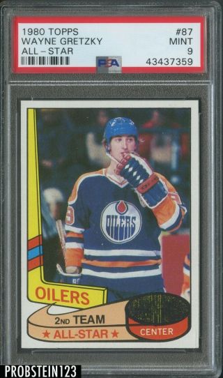 1980 Topps Hockey 87 Wayne Gretzky Edmonton Oilers All - Star Hof Psa 9