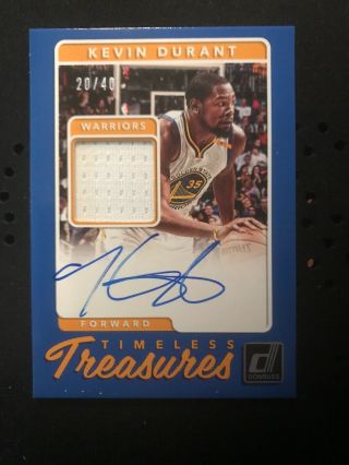 2017 - 18 Donruss Kevin Durant Timeless Treasures Jersey On Card Auto 20/40 Ssp