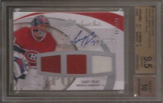Carey Price 2007 - 08 Ud Sweet Shot Rookie Auto Jersey 68/100 Graded Bgs 9.  5 Habs