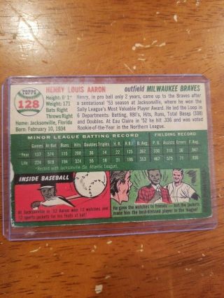 1954 Topps Hank Aaron Milwaukee Braves 128 Baseball Card