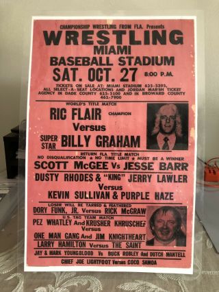 Wrestling Vintage Championship Wrestling March Poster Ric Flair,  Billy Graham,