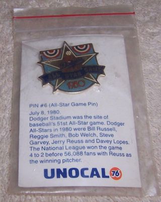 Los Angeles Dodgers All Star Game 1980 Unocal Pin