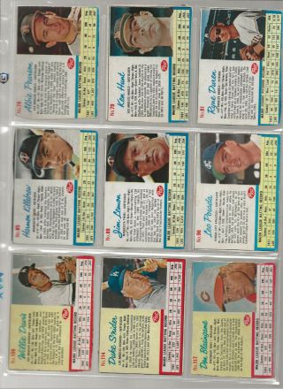 36 Different 1962 Post Cereal Baseball Cards,  With HOFers 3