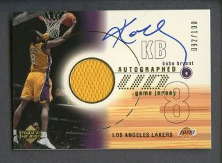 2001 - 02 Upper Deck Kobe Bryant Lakers Game Jersey Auto 92/100
