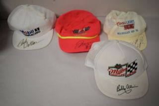 Group Old Signed Nascar Hats Bill Elliott,  Bobby Allison,  Morgan Shepherd,  Rusty