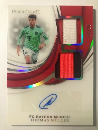 2018 - 19 Panini Immaculate Jersey Number Dual Patch Auto : Thomas Muller 10/25