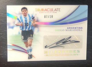 7/10 Diego Maradona 2018 - 19 Immaculate Soccer Milestones Autograph Auto 90 Caps