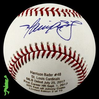 Harrison Bader Autographed Mlb Debut First Hr Stat Baseball Ball Jsa
