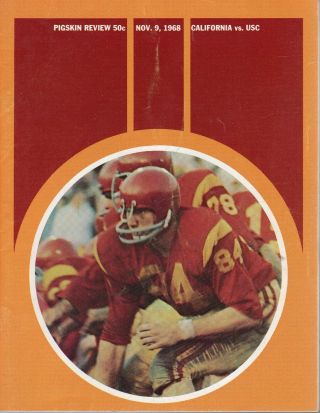 1968 (nov.  9) College Football Program,  California Bears @ Usc Trojans Good