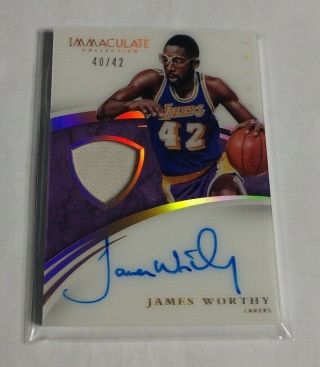 R12,  298 - James Worthy - 2014/15 Immaculate - Acetate Autograph Patch - 40/42