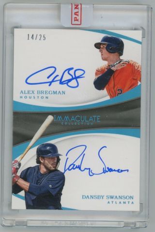 Alex Bregman Dansby Swanson 2017 Immaculate Dual Rookie Auto 14/25 Rc Autograph