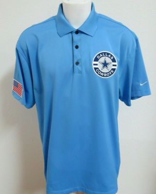 Sz M - 2xl Light Blue Dallas Cowboys Nike Dri - Fit Usa Db Mens 907 Golf Polo Shirt