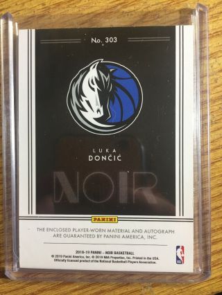 2018 - 19 Luka Doncic True RPA /99 Noir Auto 3 Color Patch Nastiness 2