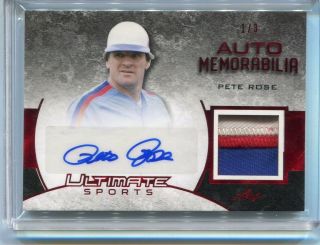 2019 Leaf Ultimate Sports Pete Rose Auto Game Jersey Patch Ed 1/3