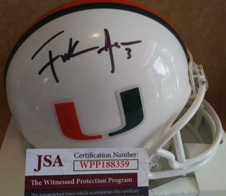Frank Gore Um Miami Hurricanes Signed Auto Riddell Mini Helmet Jsa Wpp188359