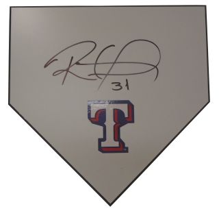 Texas Rangers Ronald Guzman Signed Autographed Baseball Home Plate Base Proof