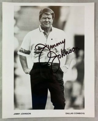 Hand Signed Team Photo Dallas Cowboys Coach Jimmy Johnson