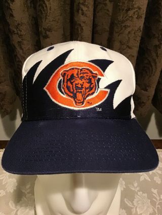 Vtg Rare Chicago Bears Logo 7 Sharktooth Snapback Hat - 90 