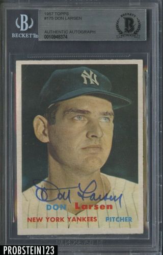 1957 Topps 175 Don Larsen Signed Auto York Yankees Bgs Bas Authentic