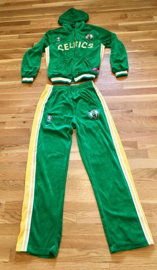 Men’s Vintage Nike Boston Celtics Paul Pierce Velour Track Suit 2 Piece Sz S