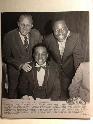1971 Wire Photo Willie Mays Stan Musial Hank Aaron 3000 Hits