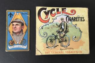 Cycle Cigarette Empty 20 - Count Packet Box Shell,  Geo Stone T205 Baseball Card