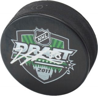 Jordan Binnington St.  Louis Blues Autographed 2011 Nhl Draft Logo Hockey Puck